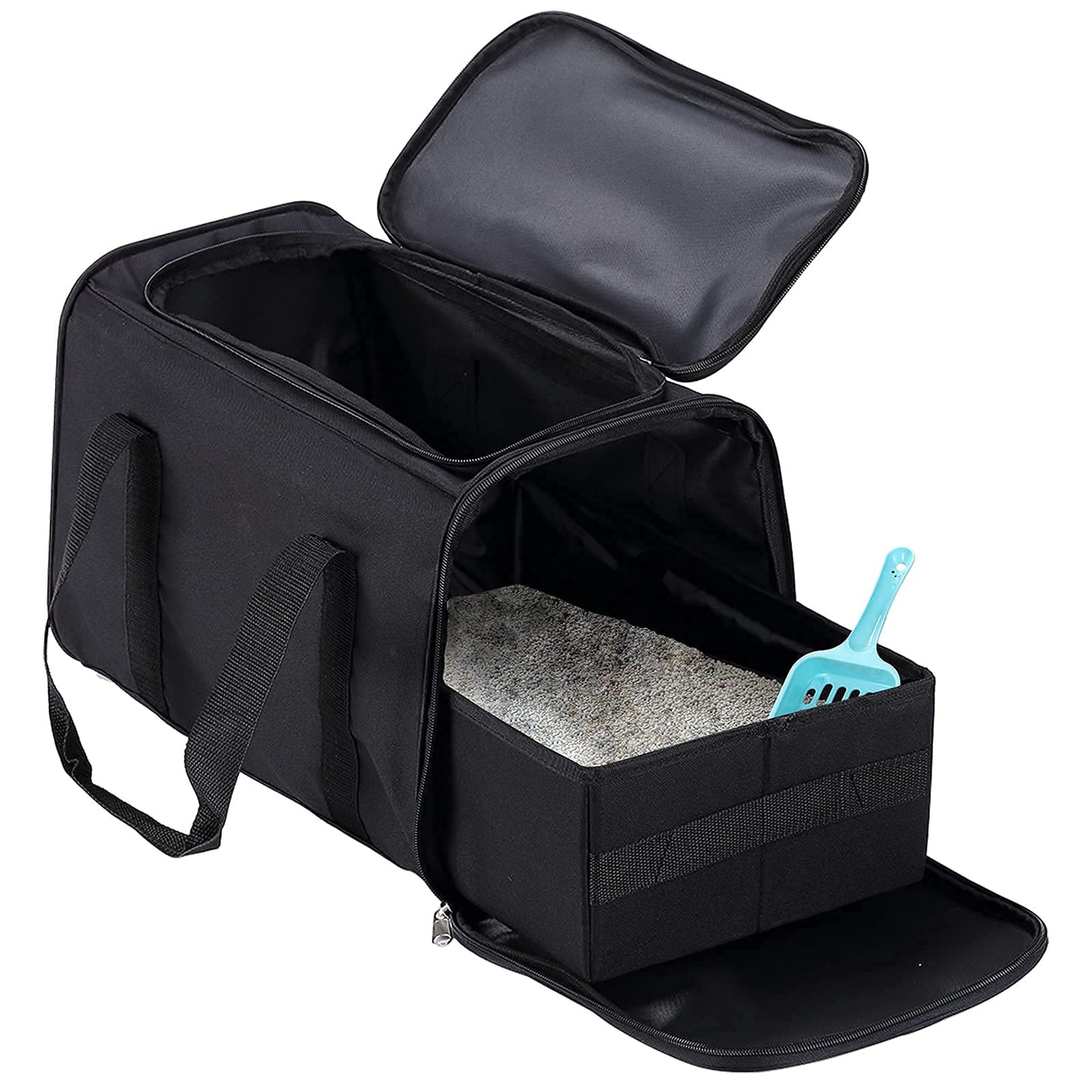 Portable Cat Litter Box Black,2In 1 Travel Litter Box,Cat Litter Box for Travel,Foldable Cat Travel Litter Box Light Weight