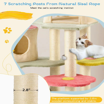 59" Cat Tree, Flower Cat Tree Tower