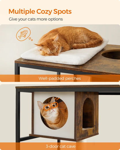 Kimmel 58" Cat Condo with Litter Box Enclosure and Elevated Bowls