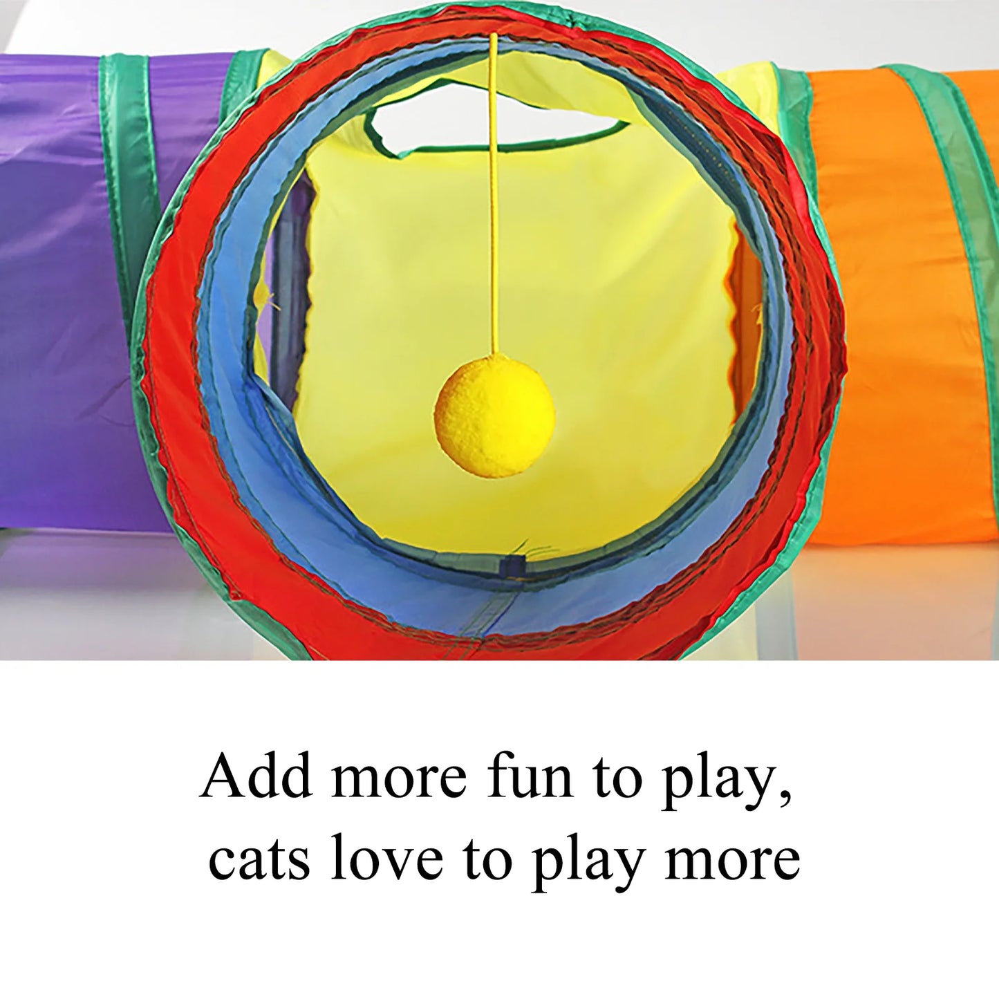 Rainbow Interactive Cat Toys,Foldable T-Movement 3-Ways Tunnels for Indoor Cats