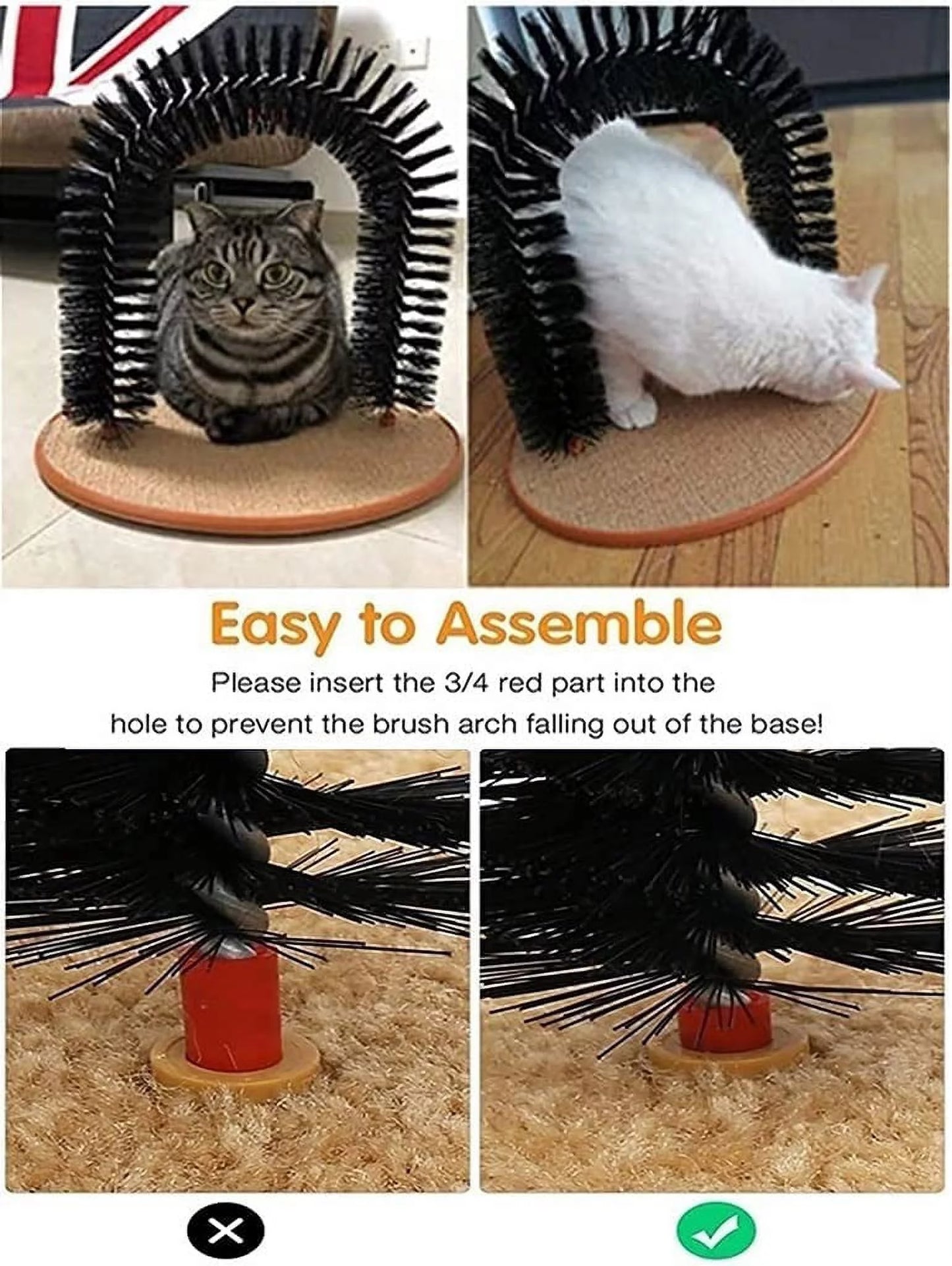 Interactive Cat Toys,Cat Arch Self Groomer Cat Brush,Cat Scratcher Toys,Cat Brush for Grooming with Cat Scratch Pad and Catnip,Cat Brush for Shedding,Cat Scratching Post