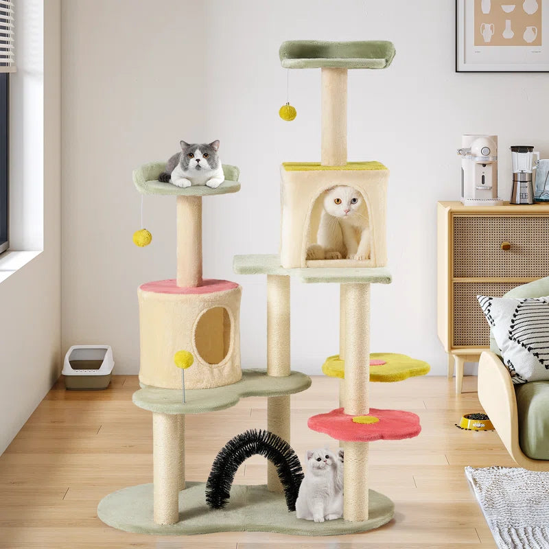 59" Cat Tree, Flower Cat Tree Tower