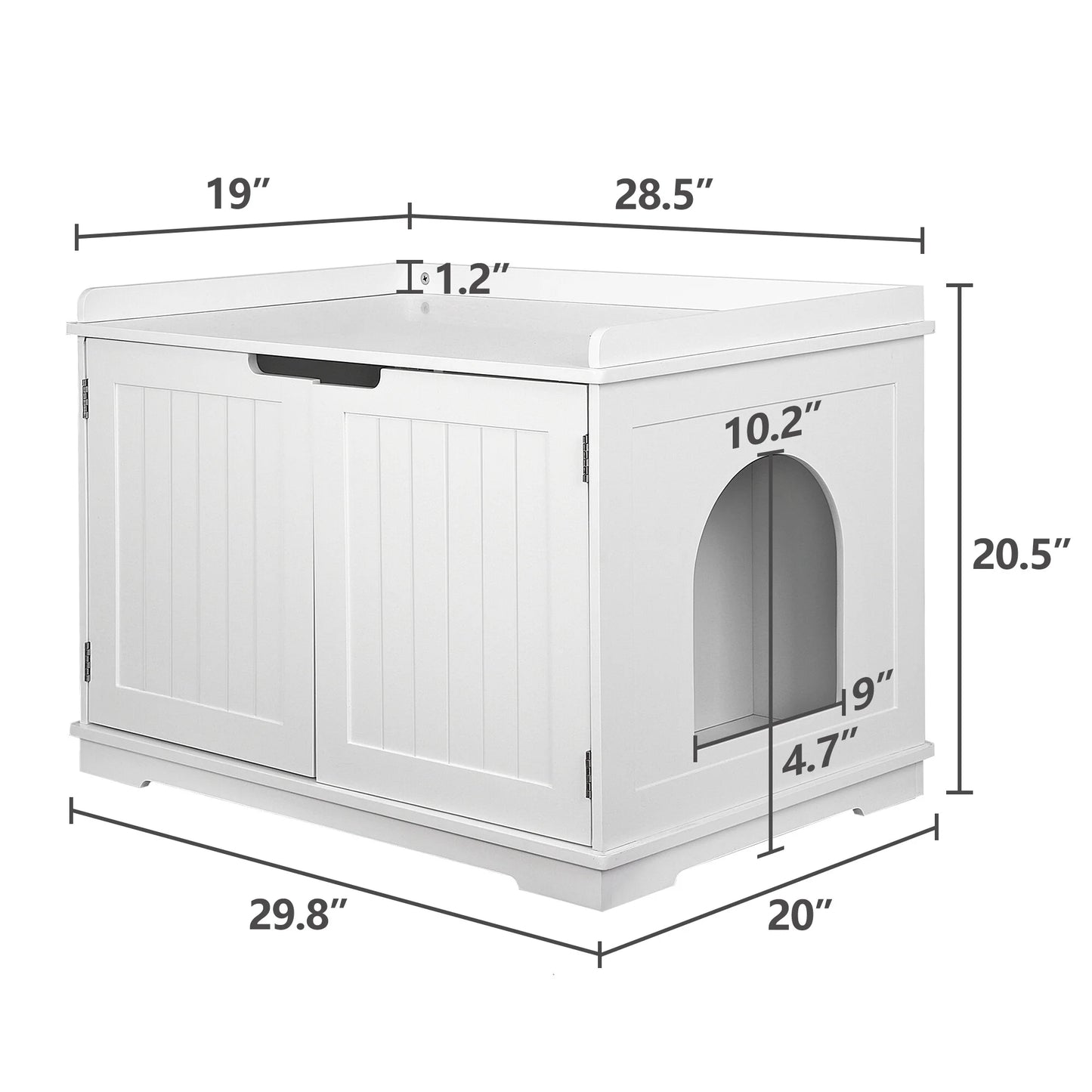 Multi-Functional Cat Washroom Bench Hidden Cat Litter Box Enclosure Furniture White