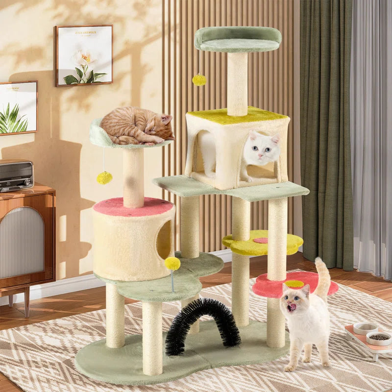 59" Cat Tree, Flower Cat Tree Tower