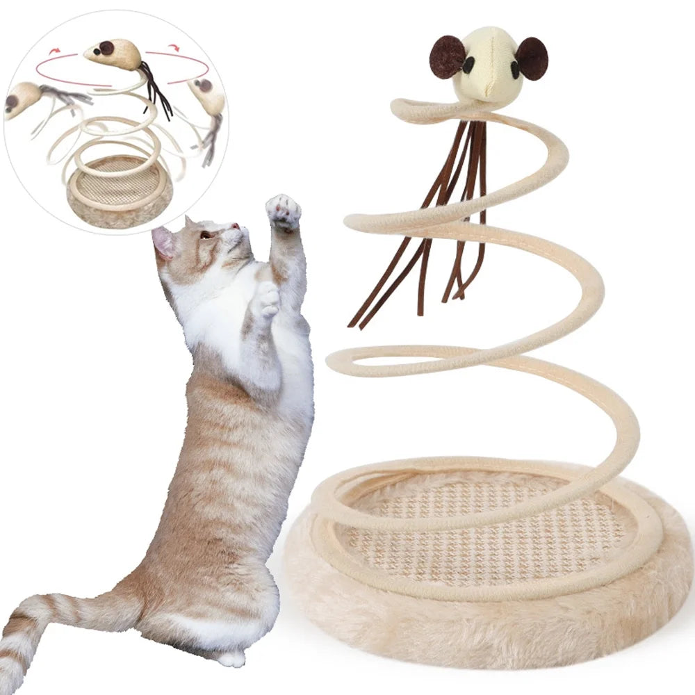 Cat Toy Small Cat Plush Toy with Coil Spring Plate and Fun Mouse Interactive Creative Kitten Durable Pet Toy